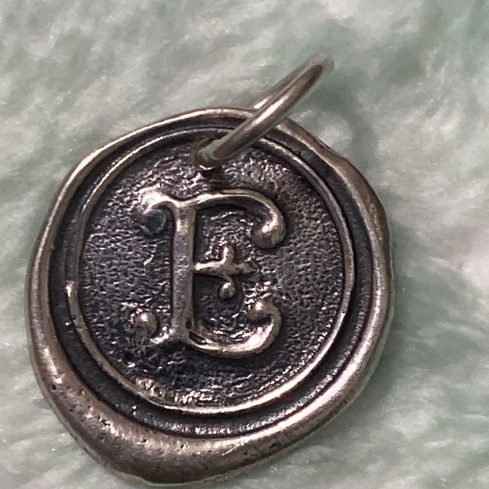 Waxing Poetic pendant “E” 1 1/8” Round